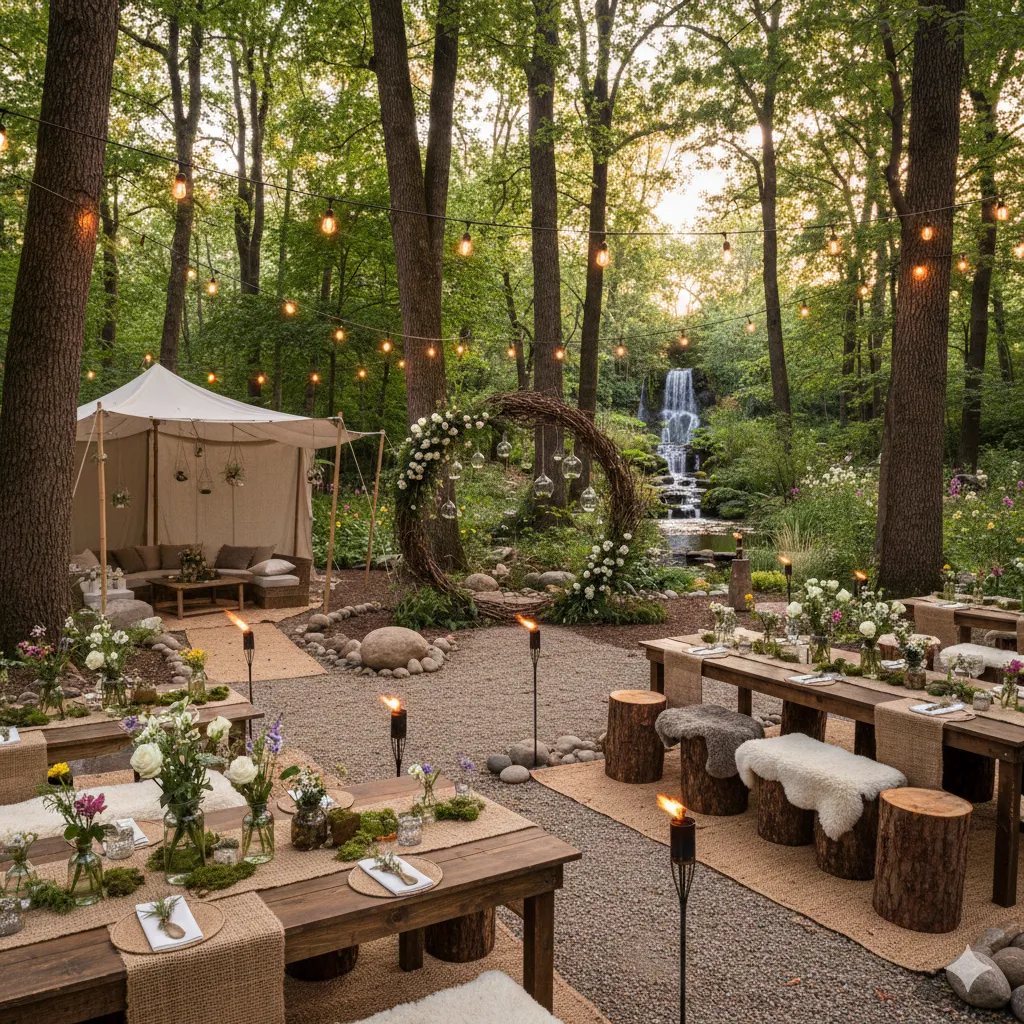 Outdoor event space with natural decor