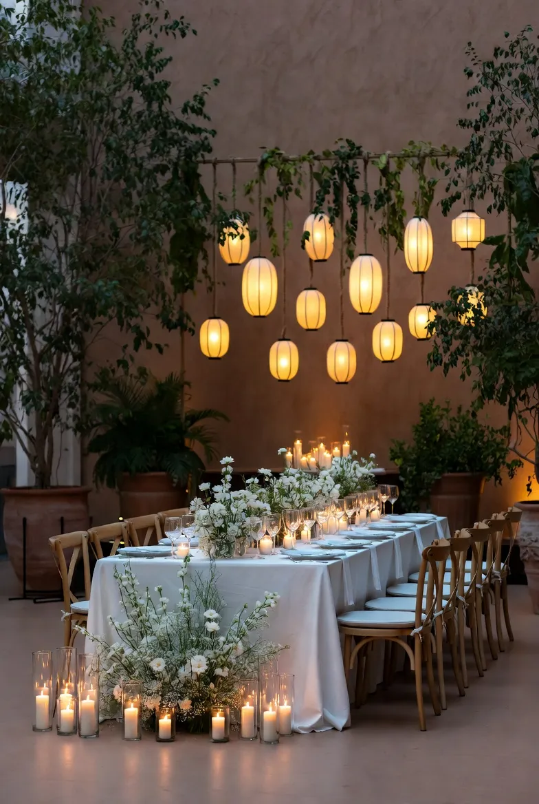 Wedding event decor with Zen-inspired elements