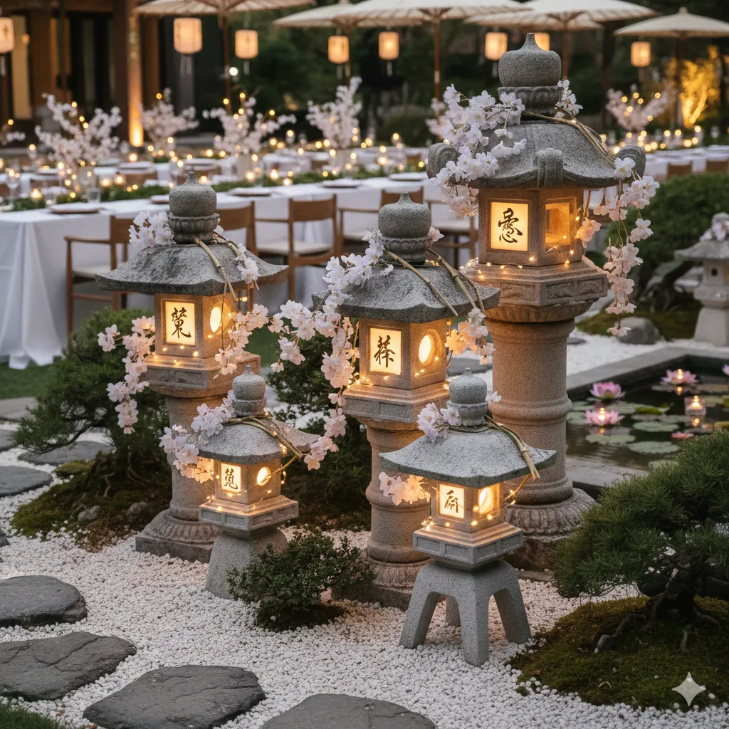 Japanese Zen lantern set for event decor